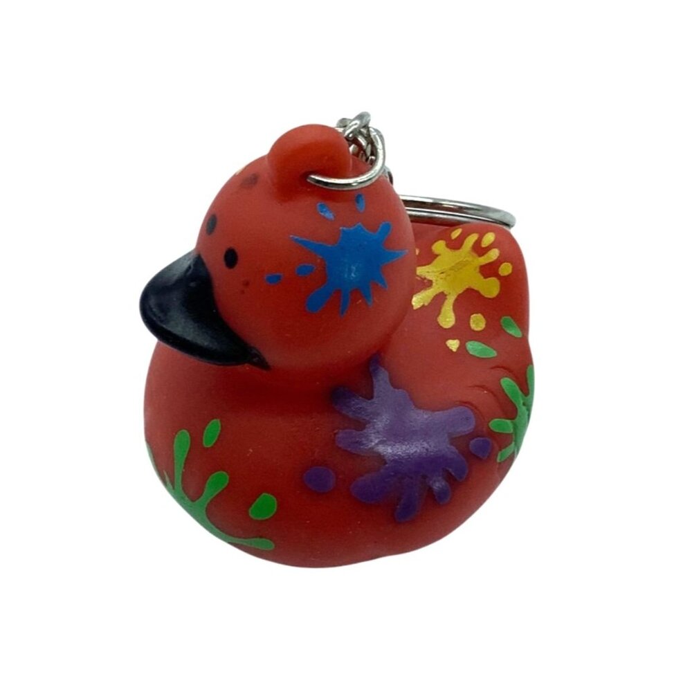 American Heart Association Rubber Duck Keychain Paint Splash‎ Red Multicolor
